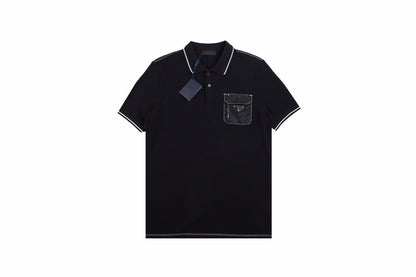 Prada 'pocket Detail' Polo Shirt - Black Unisex Streetwear Limited Edition - <p dir='ltr'><span>Black polo shirt featuring a classic collar and button placket. Accentuated with contrasting