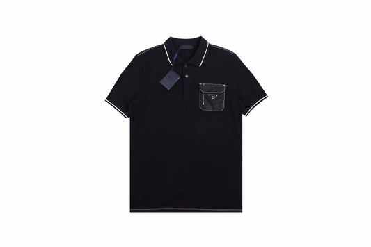 Prada 'pocket Detail' Polo Shirt - Black Unisex Streetwear Limited Edition - <p dir='ltr'><span>Black polo shirt featuring a classic collar and button placket. Accentuated with contrasting