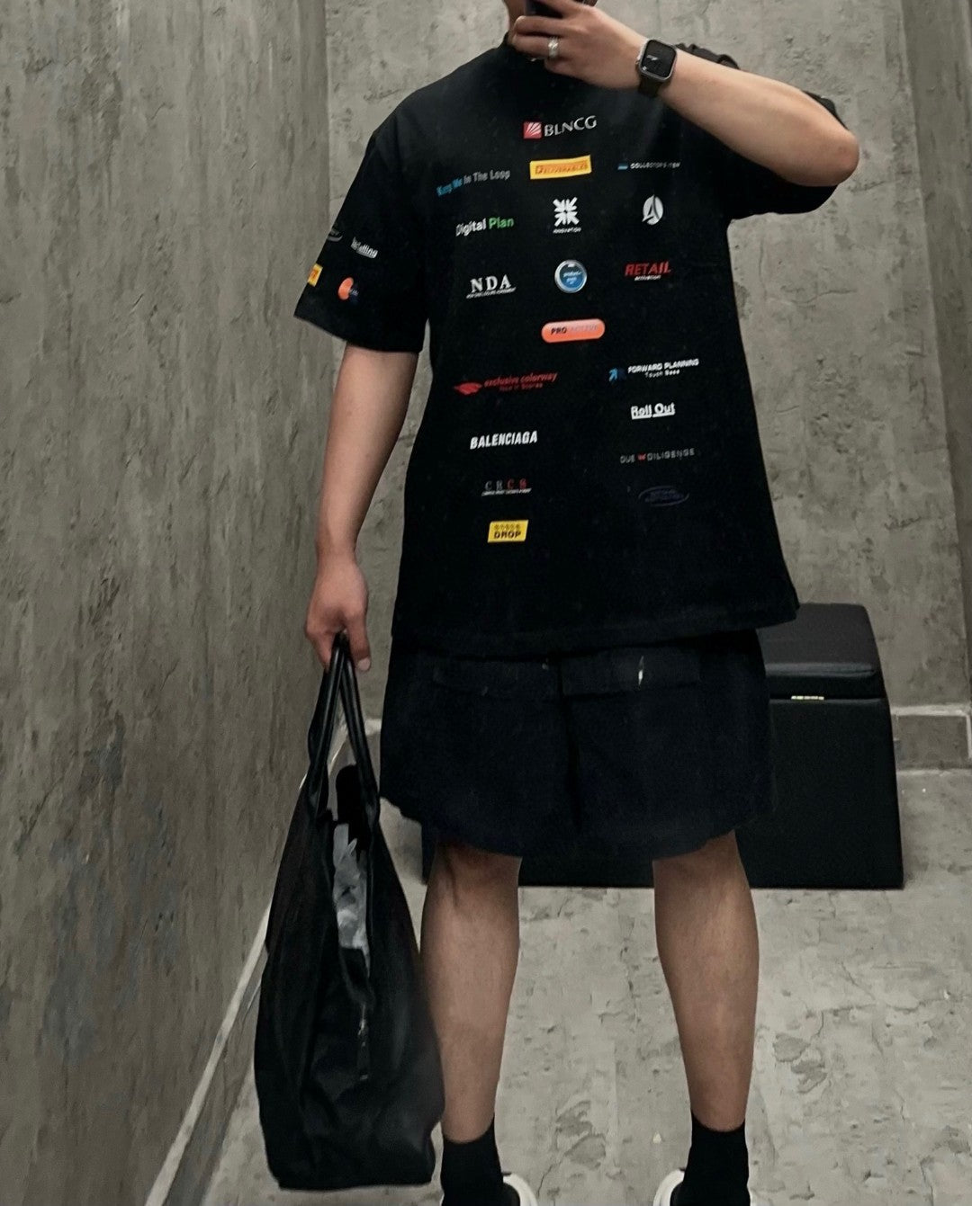 Balenciaga Logo-print T-shirt - Black Unisex Streetwear Limited Edition - <span>This Balenciaga t-shirt features a striking array of logos and text graphics on a sleek