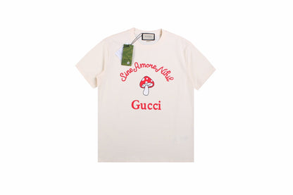 Gucci Mushroom Graphic T-shirt (cream) Unisex Streetwear Limited Edition - <p dir='ltr'><span>This Gucci t-shirt features a whimsical mushroom graphic design. The cream shirt showcases