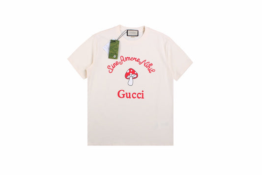 Gucci Mushroom Graphic T-shirt (cream) Unisex Streetwear Limited Edition - <p dir='ltr'><span>This Gucci t-shirt features a whimsical mushroom graphic design. The cream shirt showcases