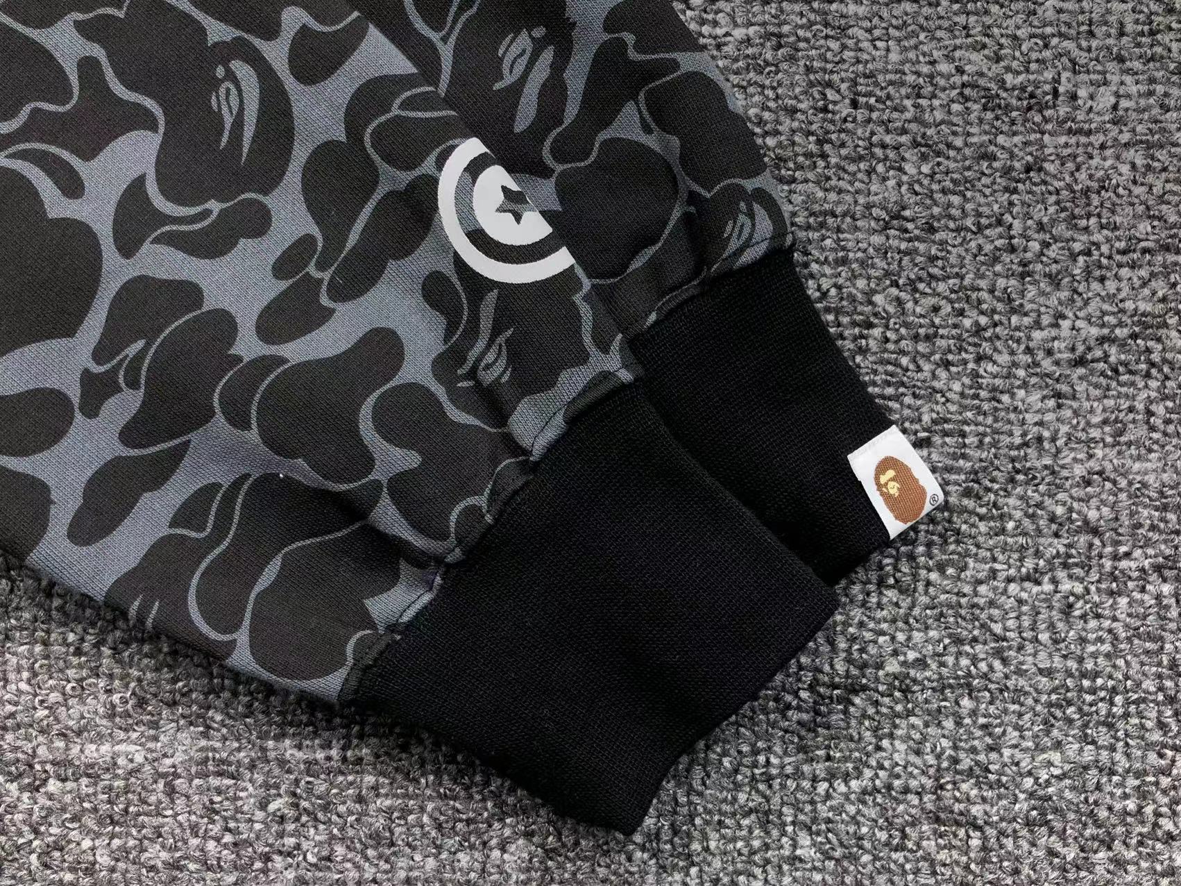 BAPE - Dover Street Market Special Camo Shark Full Zip Hoodie - Black Unisex Streetwear Limited Edition