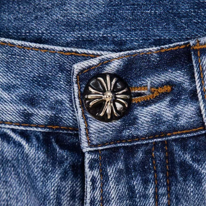 CHROME Hearts Cross Patch Jeans Denim - Black Unisex Streetwear Limited Edition