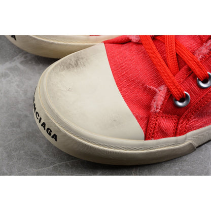 BALENCIAGA Paris Mid Vulc Destr - Sneakers - Red Unisex Streetwear Limited Edition - Introducing the BALENCIAGA Paris Mid Vulc Destr x Red, a striking fusion of bold design