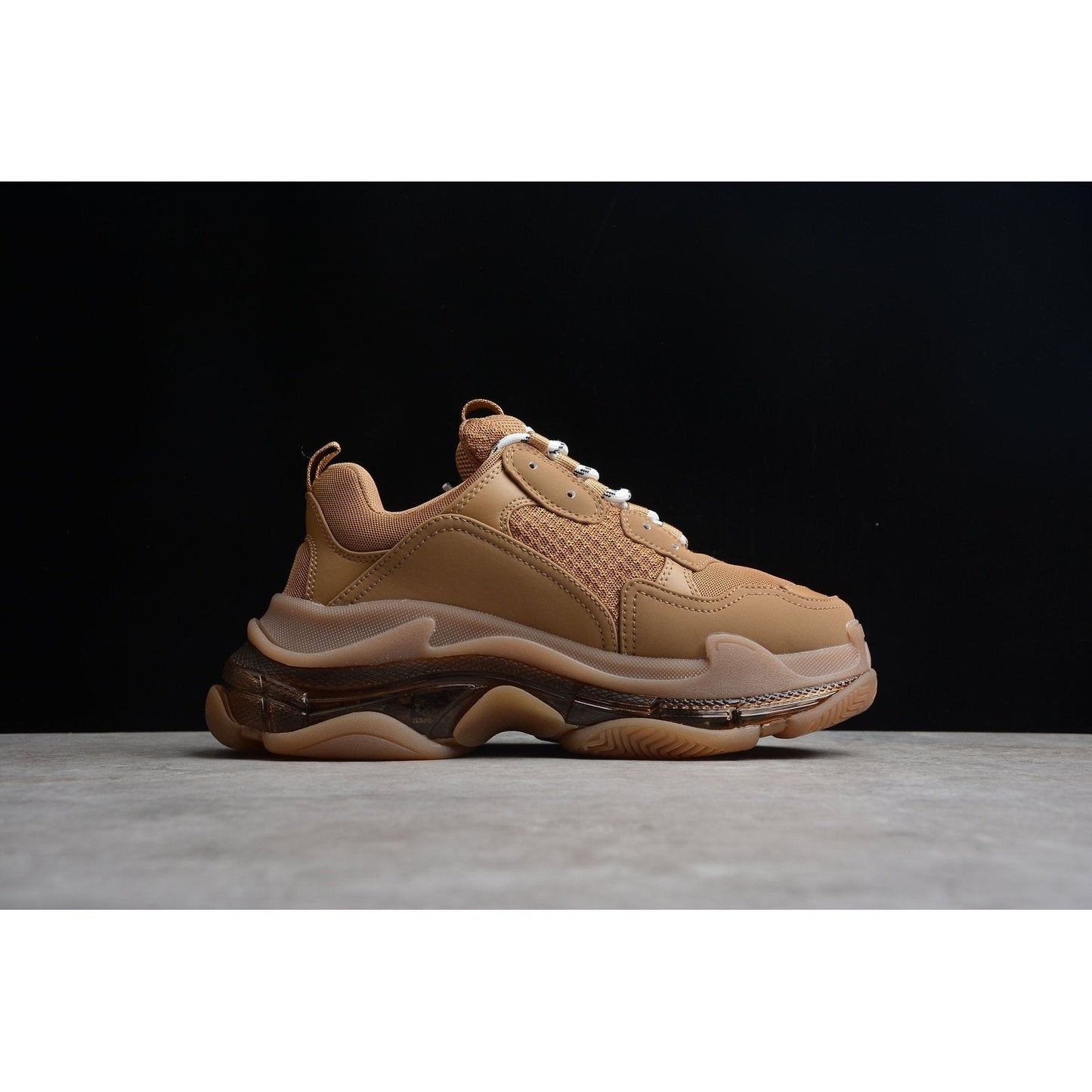 BALENCIAGA Triple S Clear Sole - Sneakers - Brown Unisex Streetwear Limited Edition - The Balenciaga Triple S Clear Sole x Brown reimagines the iconic Triple S sneaker with
