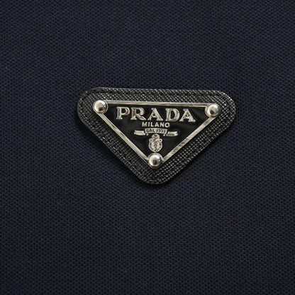 Prada Logo Patch Polo Shirt - Red Unisex Streetwear Limited Edition - <span>This Prada polo shirt features a sleek navy design with understated elegance. The shirt is
