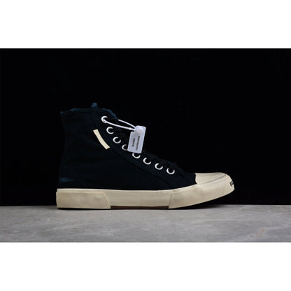 BALENCIAGA Paris High Vulc Destr - Sneakers - Black Unisex Streetwear Limited Edition - Introducing the BALENCIAGA Paris High Vulc Destr x Black, an avant-garde masterpiece blending high fashion