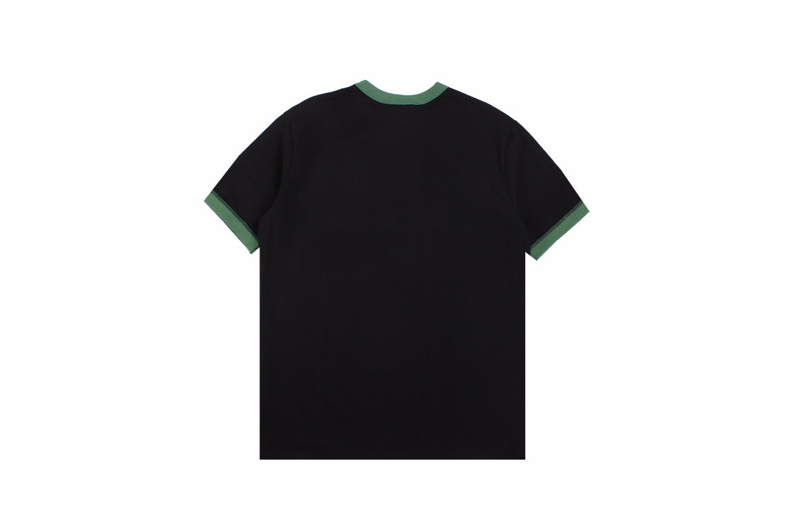 Gucci Polo Shirt With Embroidered Logo Unisex Streetwear Limited Edition - <p dir='ltr'><span>Black polo shirt featuring a green embroidered Gucci logo on the chest. Green