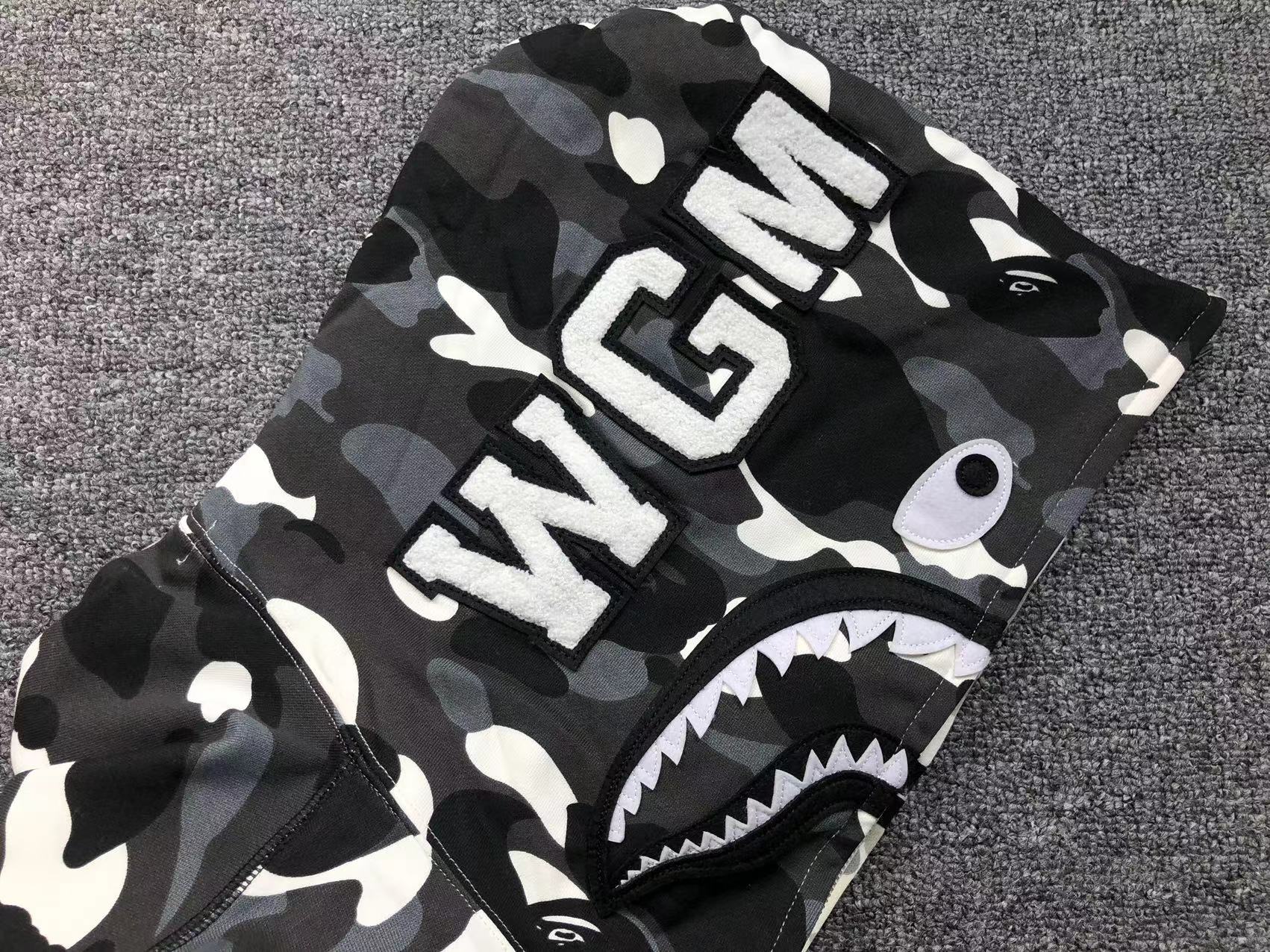 BAPE City Camo Half Shark Full Zip Hoodie White - - Black Unisex Streetwear Limited Edition