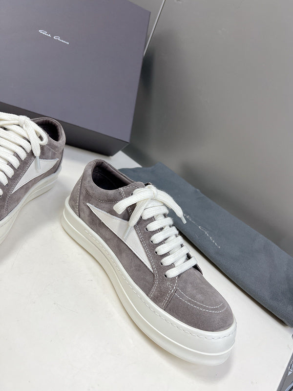 Rick Owens Low-top Sneakers - Suede - Grey Unisex Streetwear Limited Edition - ### Rick Owens Low-Top Sneakers - Grey Suede Introducing the Rick Owens Low-Top Sneakers in