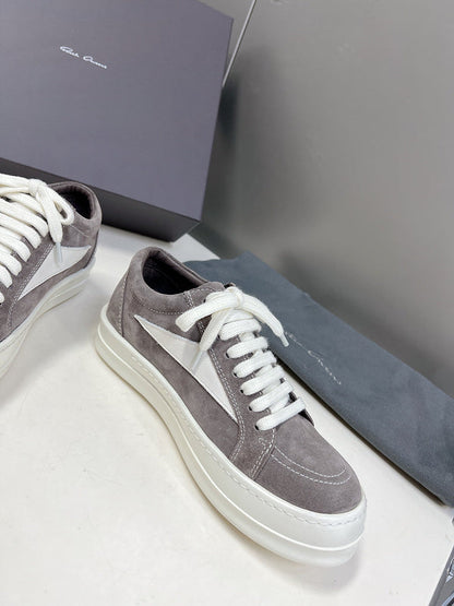 Rick Owens Low-top Sneakers - Suede - Grey Unisex Streetwear Limited Edition - ### Rick Owens Low-Top Sneakers - Grey Suede Introducing the Rick Owens Low-Top Sneakers in
