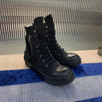 Rick Owens High-top Nylon Boots - All T-Shirt - Black Unisex Streetwear Limited Edition - ### Rick Owens High-Top Nylon Boots - All Black Introducing the Rick Owens High-Top Nylon