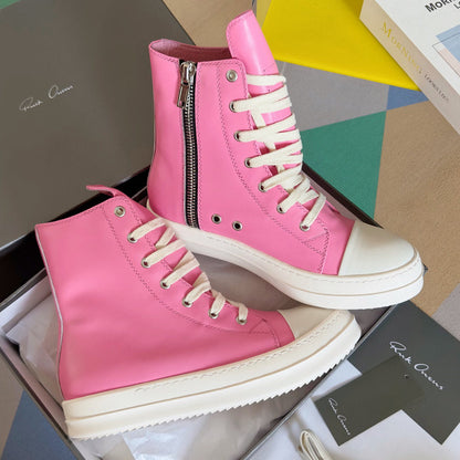 Rick Owens Hot High-top Sneakers - Pink Unisex Streetwear Limited Edition - **Rick Owens Hot Pink High-Top Sneakers: Bold Style and Premium Craftsmanship** Introducing the Rick Owens