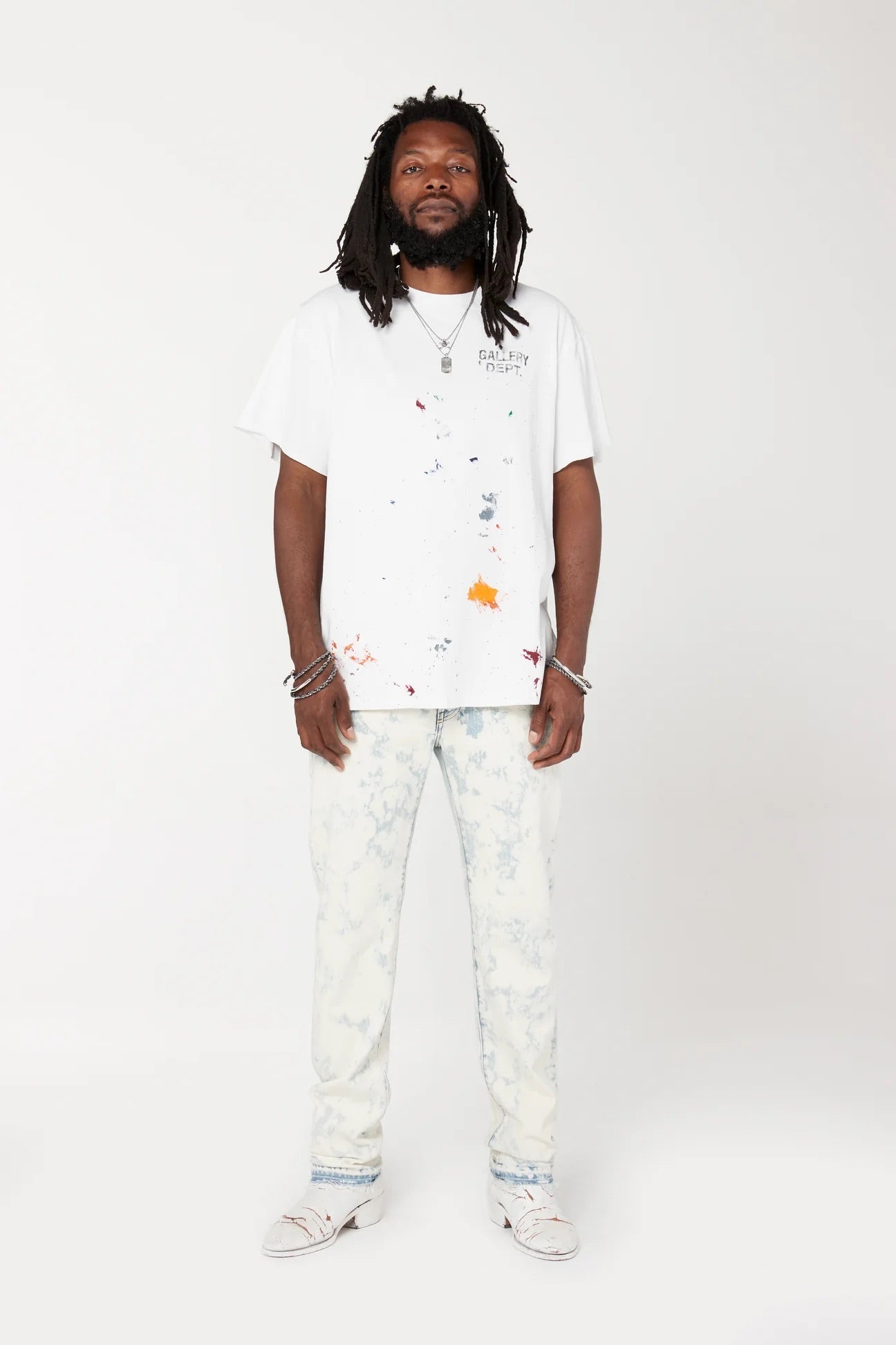 GALLERY Dept Boardwalk Tee T-Shirt - White Unisex Streetwear Limited Edition - **Gallery Dept. Painted Logo Tee: Detailed Product Description** Introducing the Gallery Dept. Painted Logo Tee,