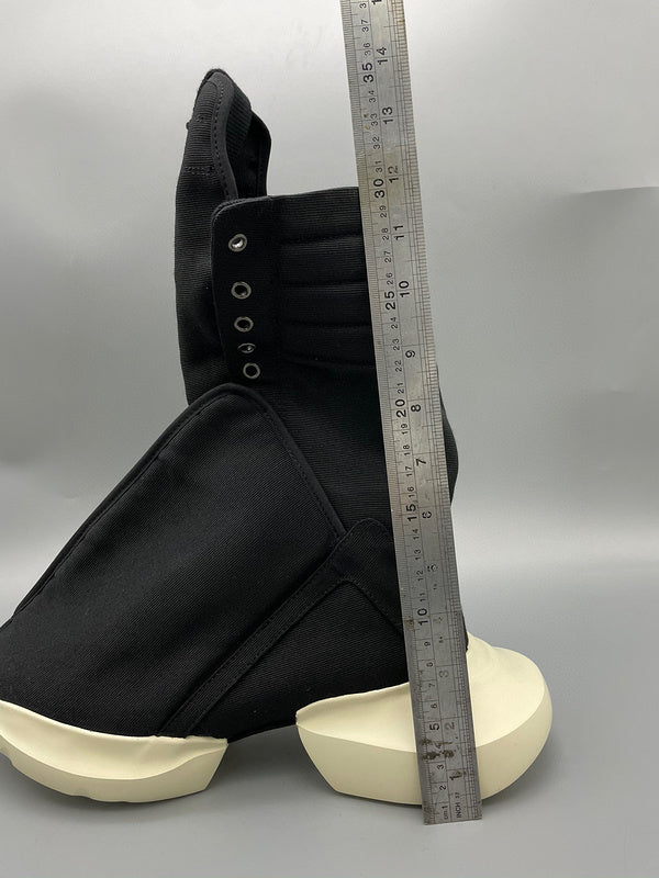 Rick Owens High-top Canvas Boots Jacket - Black Unisex Streetwear Limited Edition - **Rick Owens Black High-Top Canvas Boots: Avant-Garde Elegance** Discover the epitome of avant-garde fashion with