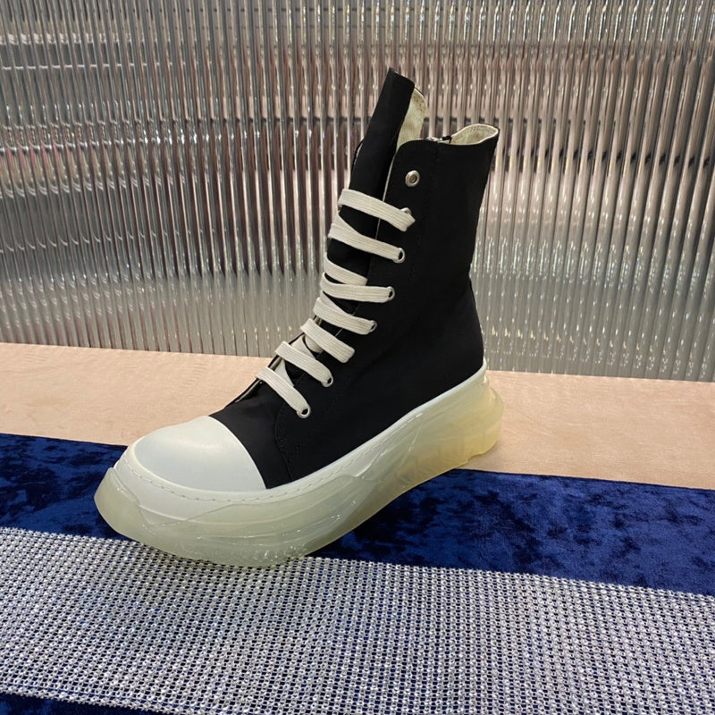 Rick Owens High-top Canvas Boots - With Translucent Sole T-Shirt - Black Unisex Streetwear Limited Edition - ### Rick Owens High-Top Canvas Boots - Black with Translucent Sole Introducing the Rick Owe