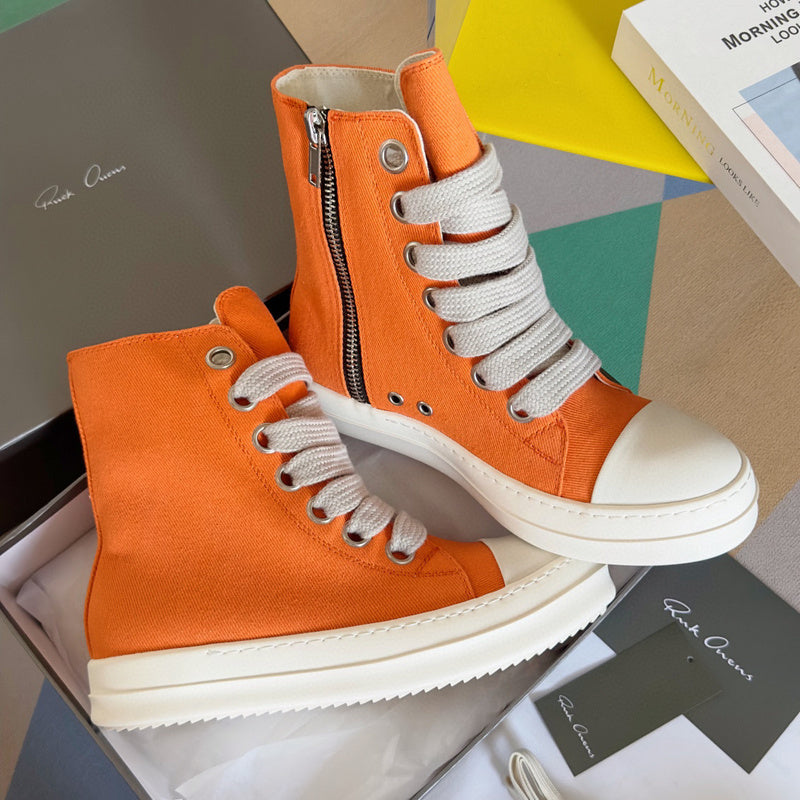 Rick Owens High-top Sneakers - Orange Unisex Streetwear Limited Edition - **Rick Owens Orange High-Top Sneakers: Vibrant Style Meets Premium Craftsmanship** Introducing the Rick Owens Orange