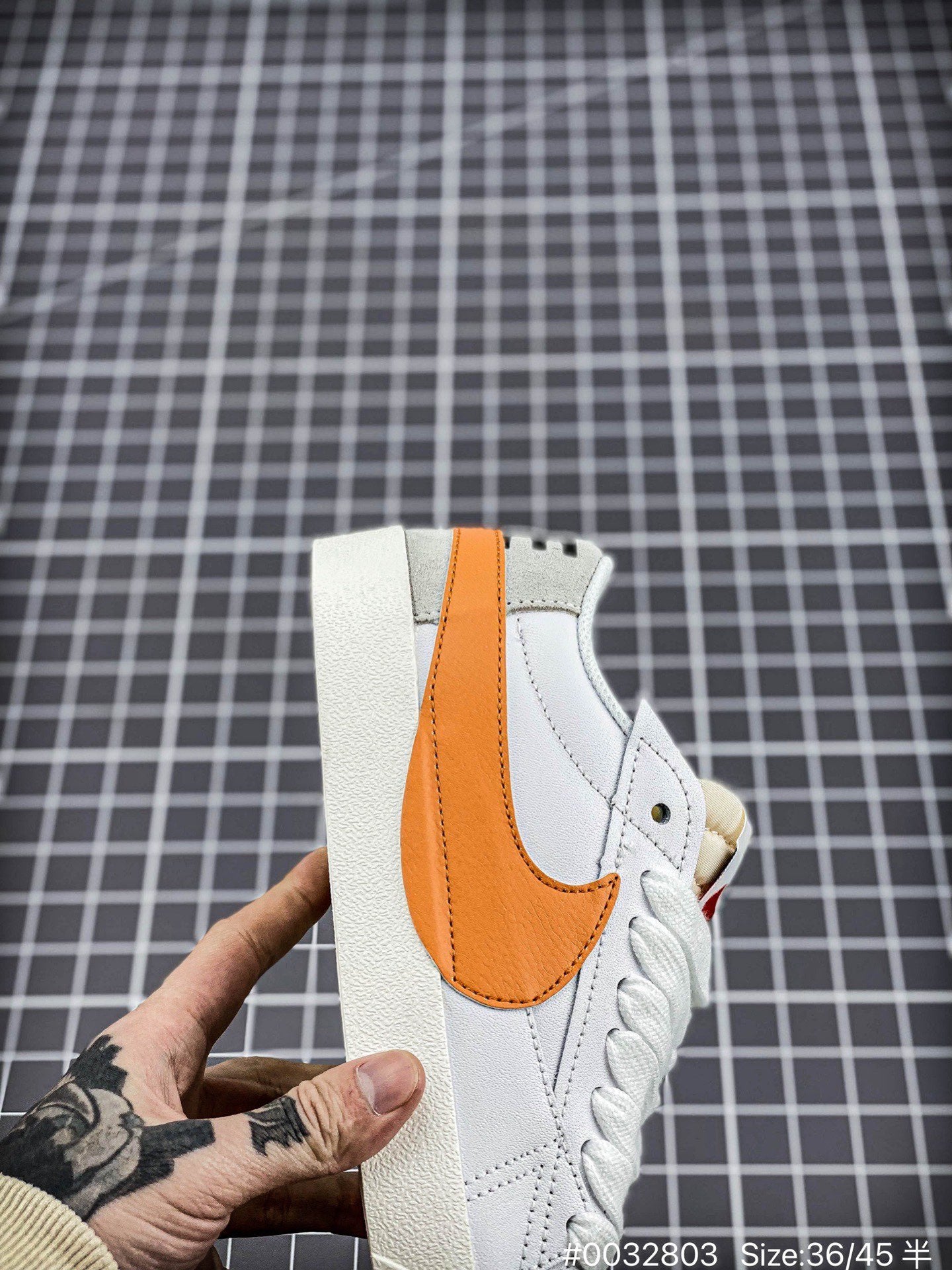 Nike Blazer Low'1977 Jumbo - White Unisex Streetwear Limited Edition - The Nike Blazer Low '1977 Jumbo Suede and Split Leather in White and Orange brings