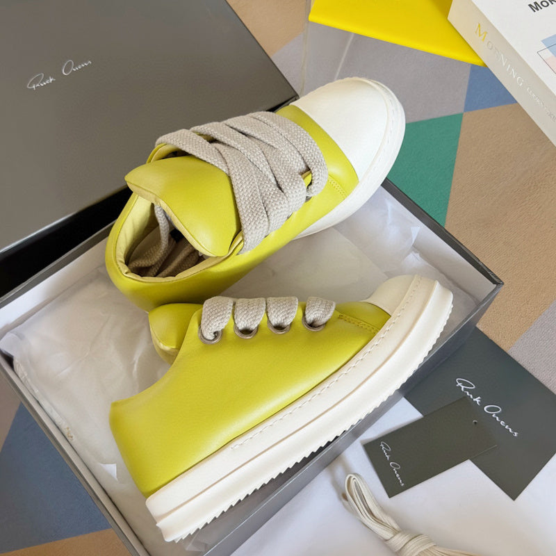 Rick Owens Low-top Sneakers - Yellow Unisex Streetwear Limited Edition - **Rick Owens Yellow Low-Top Sneakers: Bold Vibrancy and Superior Craftsmanship** Introducing the Rick Owens Yellow