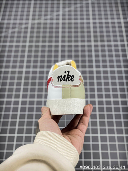 Nike Blazer '1977 Mid Vntg Sneakers - White Unisex Streetwear Limited Edition - The Nike Blazer Mid '77 Vintage in white and gold redefines a classic silhouette with