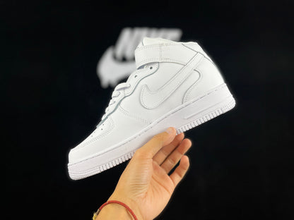 NIKE Air Force 1 Mid 'triple White' Unisex Streetwear Limited Edition - **Nike Air Force 1 Mid 'Triple White'** The Nike Air Force 1 Mid 'Triple White'