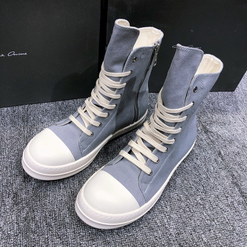 High-Top Canvas Sneakers - Grey Unisex Streetwear Limited Edition - **High-Top Grey Canvas Sneakers** Step into style and comfort with these high-top grey canvas sneakers.
