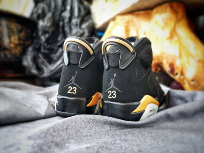 Jordan 6 And Gold Sneakers - Black Unisex Streetwear Limited Edition - Introducing the Air Jordan 6 in a striking black and gold colorway, a sleek and