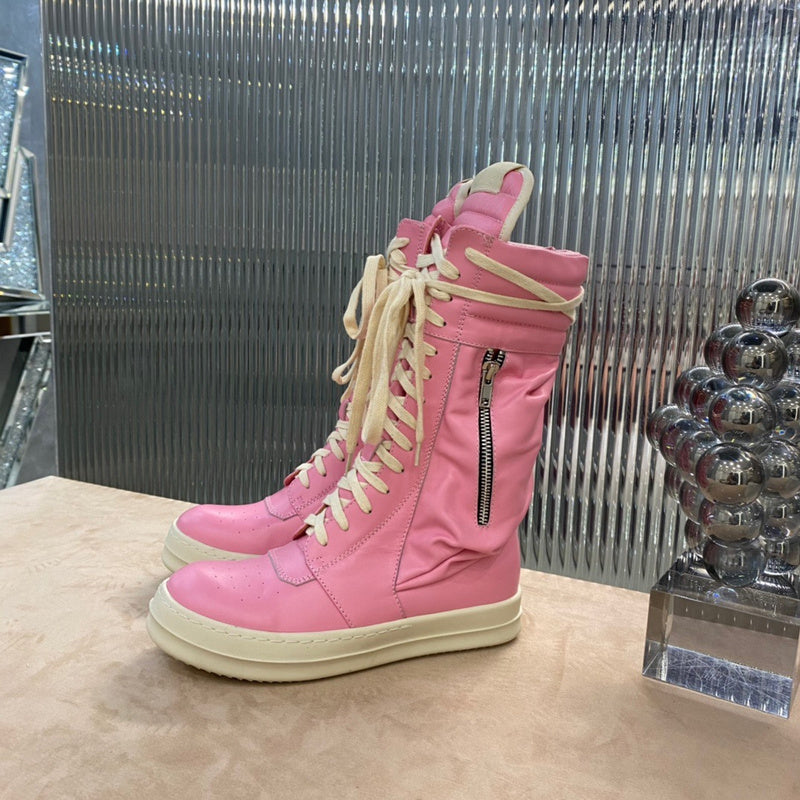 Rick Owens High-top Sneakers - And Cream - Pink Unisex Streetwear Limited Edition - ### Rick Owens High-Top Sneakers - Pink and Cream Introducing the Rick Owens High-Top Sneakers
