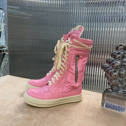Rick Owens High-top Sneakers - And Cream - Pink Unisex Streetwear Limited Edition - ### Rick Owens High-Top Sneakers - Pink and Cream Introducing the Rick Owens High-Top Sneakers