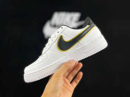 NIKE Air Force 1 'double Swoosh White - - Gold' - Black Unisex Streetwear Limited Edition - **Nike Air Force 1 'Double Swoosh White/Black/Gold'** The Nike Air Force 1 'Double Swoosh White/Black/Gold'
