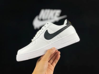 NIKE Air Force 1 'mini Swoosh White - Black' Unisex Streetwear Limited Edition - **Nike Air Force 1 'Mini Swoosh White/Black'** The Nike Air Force 1 'Mini Swoosh White/Black'