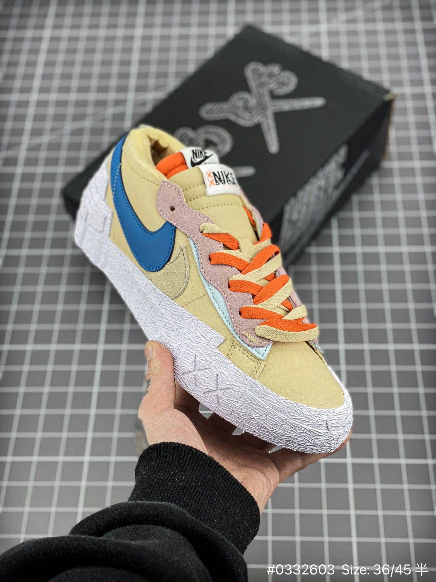 KAWS - Sacai - Nike Blazer - Red Unisex Streetwear Limited Edition - The KAWS x Sacai x Nike Blazer 'Neptune Blue' Yellow Edition delivers a bold fusion