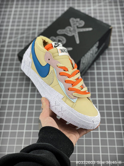 KAWS - Sacai - Nike Blazer - Red Unisex Streetwear Limited Edition - The KAWS x Sacai x Nike Blazer 'Neptune Blue' Yellow Edition delivers a bold fusion