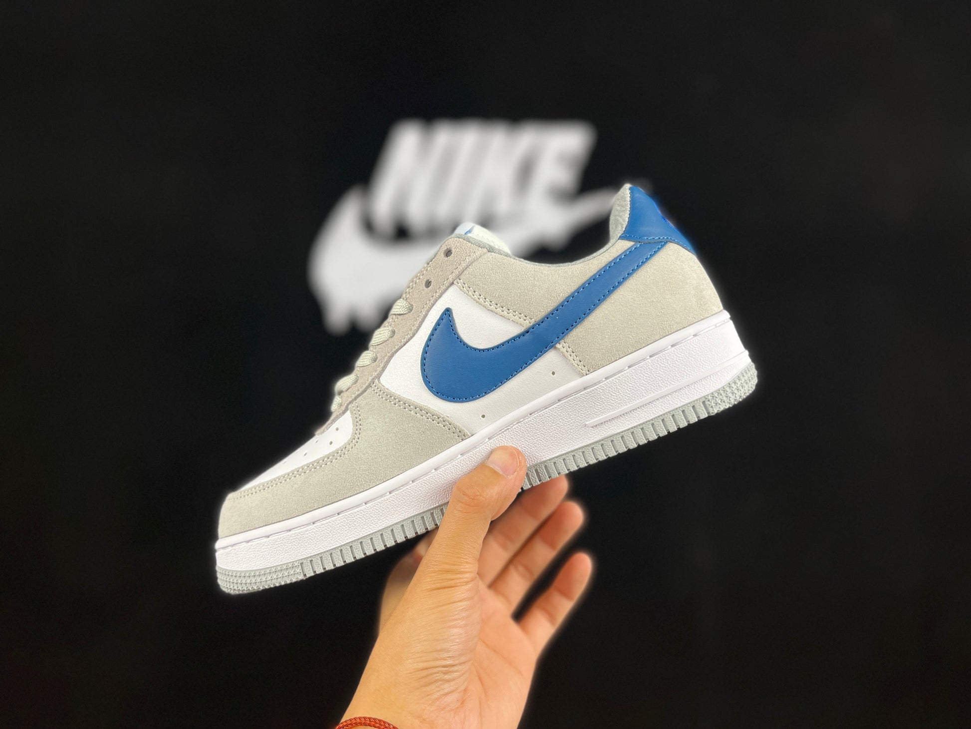 NIKE Air Force 1 Low 'gray - Blue' Unisex Streetwear Limited Edition - **Nike Air Force 1 Low 'Gray/Blue'** The Nike Air Force 1 Low 'Gray/Blue' presents a