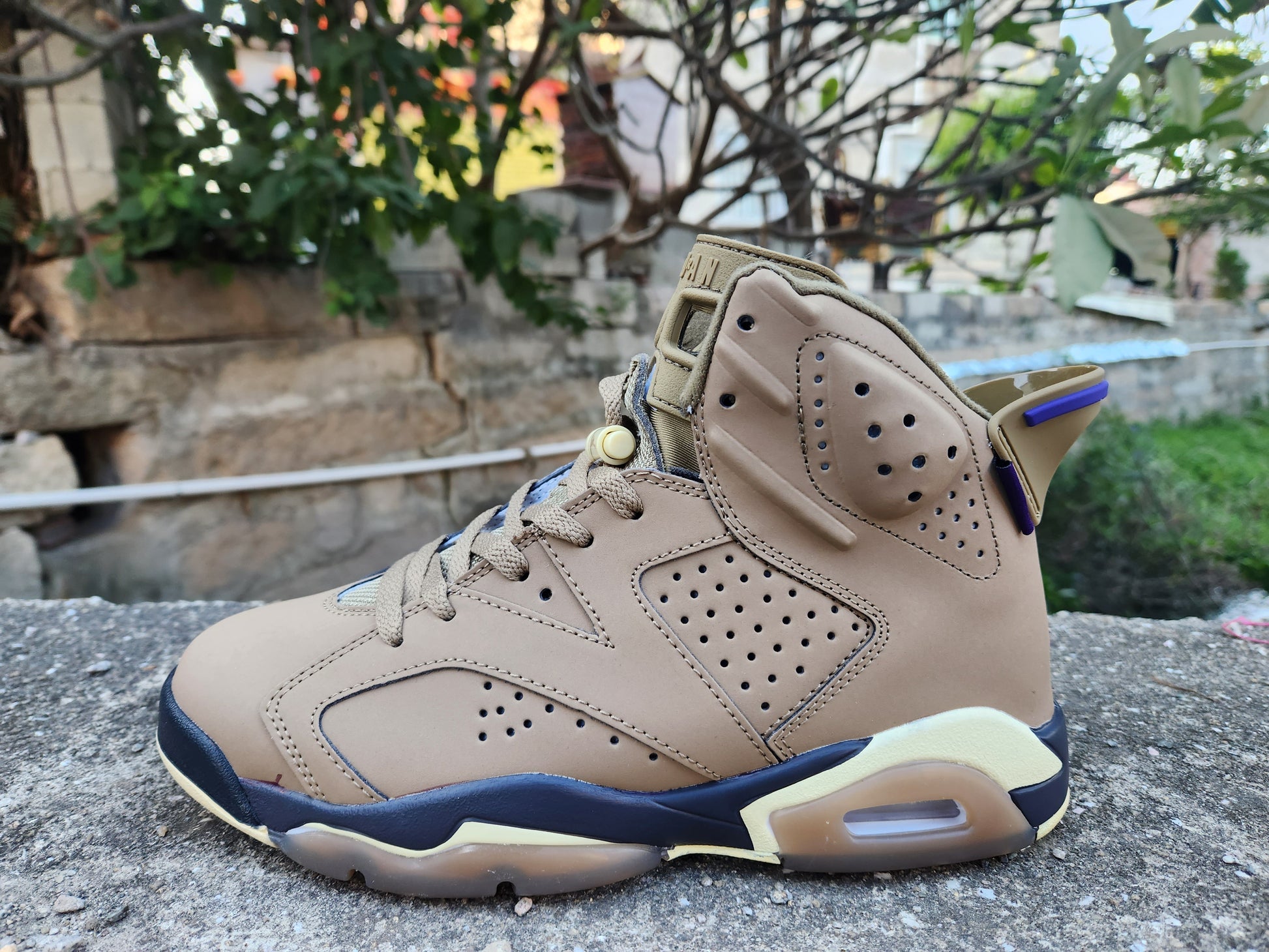 Jordan 6 'travis Scott British Khaki' - Black Unisex Streetwear Limited Edition - The Air Jordan 6 'Travis Scott British Khaki' is a standout collaboration between Jordan Brand