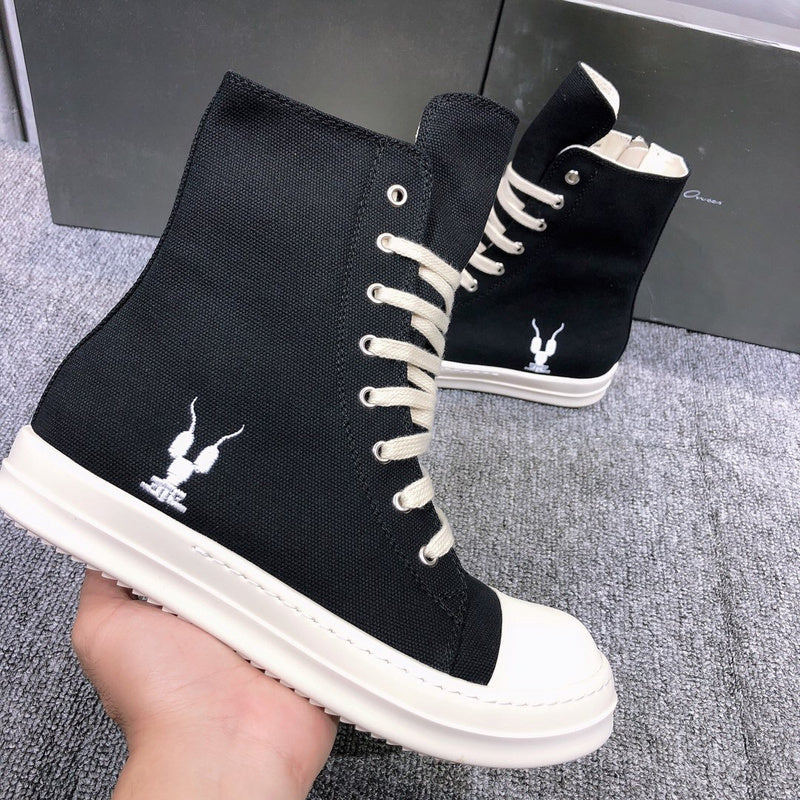 Rick Owens High-top Canvas Sneakers - Black Unisex Streetwear Limited Edition - **Rick Owens Black High-Top Canvas Sneakers** Elevate your footwear collection with the Rick Owens Black