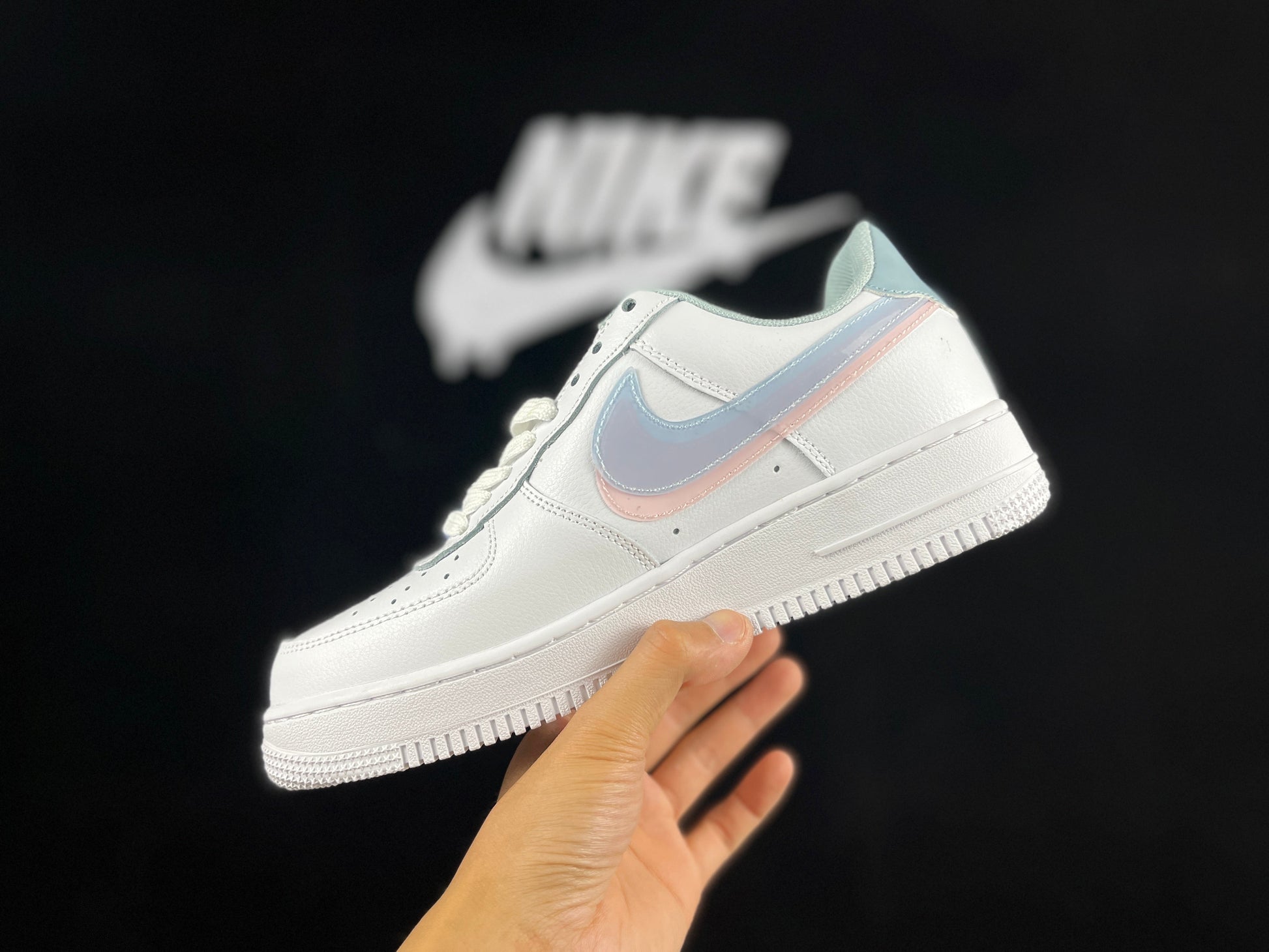 NIKE Air Force 1 'double Swoosh Peach Pink' Sneakers Unisex Streetwear Limited Edition - **Nike Air Force 1 'Double Swoosh Peach Pink'** The Nike Air Force 1 'Double Swoosh
