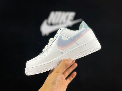NIKE Air Force 1 'double Swoosh Peach Pink' Sneakers Unisex Streetwear Limited Edition - **Nike Air Force 1 'Double Swoosh Peach Pink'** The Nike Air Force 1 'Double Swoosh