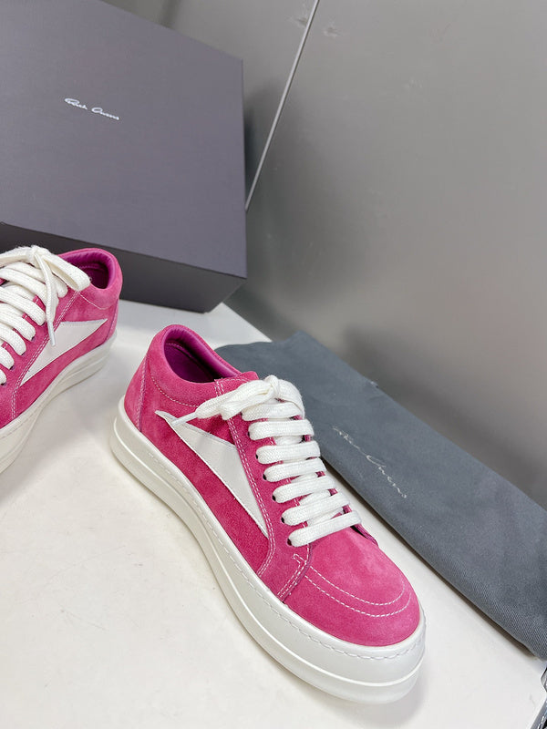 Rick Owens Low-top Sneakers - Suede - Pink Unisex Streetwear Limited Edition - ### Rick Owens Low-Top Sneakers - Pink Suede Elevate your footwear collection with these eye-catching