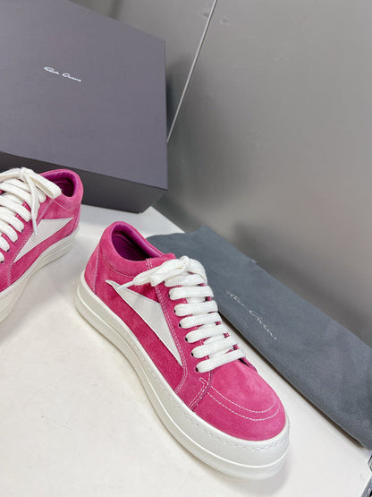 Rick Owens Low-top Sneakers - Suede - Pink Unisex Streetwear Limited Edition - ### Rick Owens Low-Top Sneakers - Pink Suede Elevate your footwear collection with these eye-catching