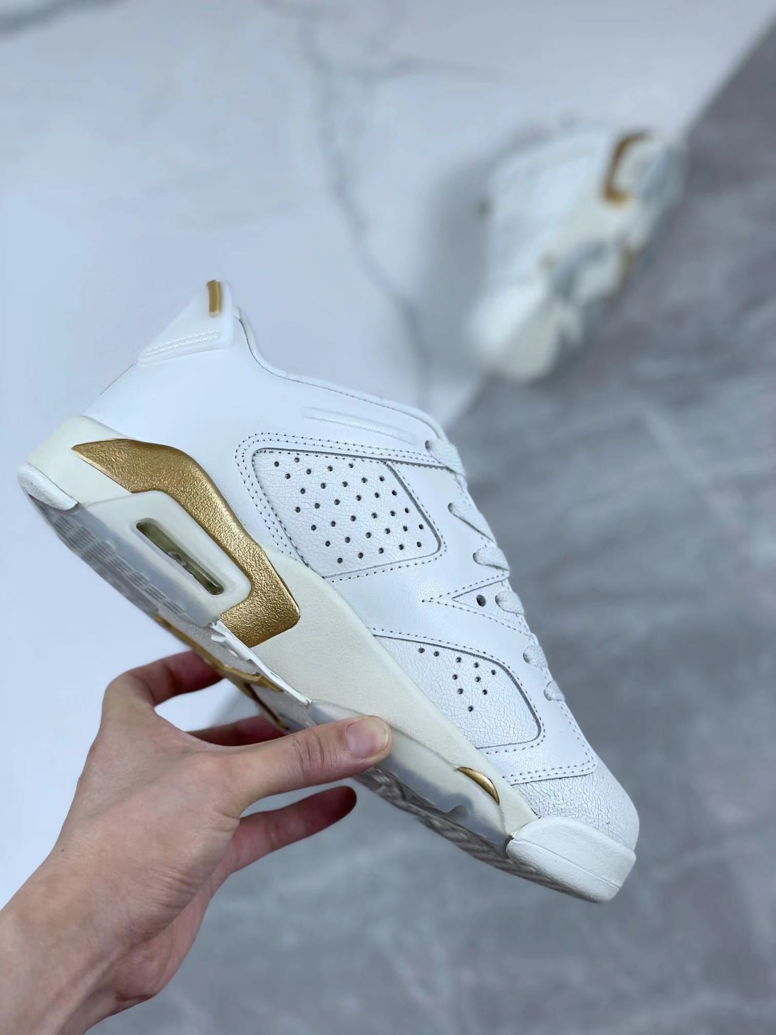Jordan 6 Low 'metallic Gold' - White Unisex Streetwear Limited Edition - The Air Jordan 6 Low 'Metallic Gold' brings an opulent touch to the iconic Jordan