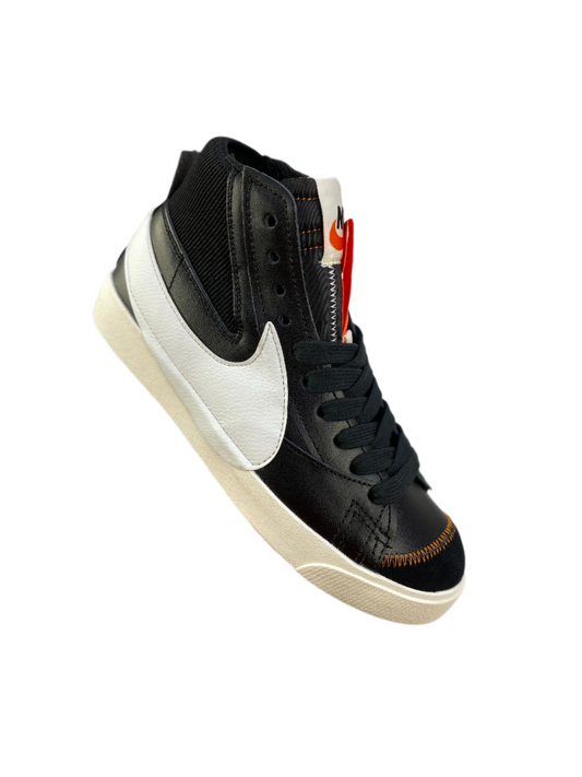 Nike Blazer Mid'1977 Vintage - Black Unisex Streetwear Limited Edition - The Nike Blazer Mid '1977 Vintage Deconstructed in Black and White redefines the classic high-top