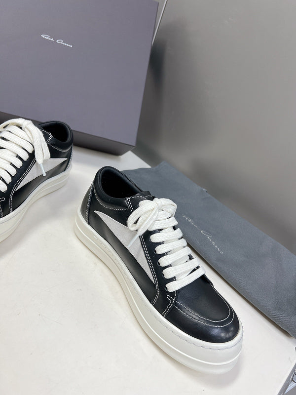 Rick Owens Low-top Sneakers - Leather - Black Unisex Streetwear Limited Edition - ### Rick Owens Low-Top Sneakers - Black Leather Discover the perfect blend of high fashion