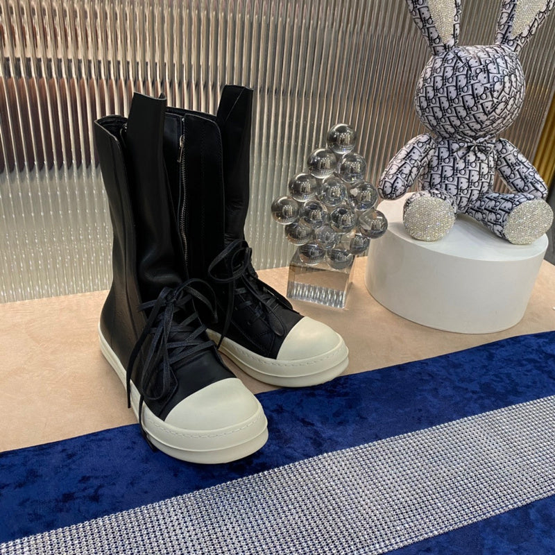 High-Top Leather Combat Boots Jacket - Black Unisex Streetwear Limited Edition - **High-Top Leather Combat Boots** Step into edgy sophistication with these high-top leather combat boots. Designed