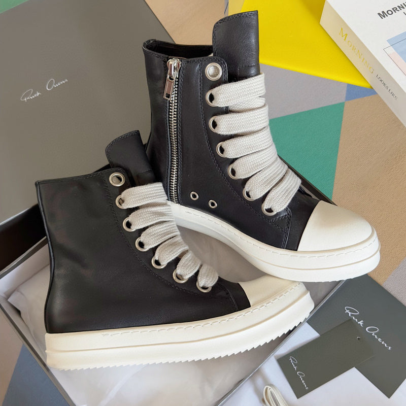 Rick Owens High-top Sneakers - Black Unisex Streetwear Limited Edition - **Rick Owens Black High-Top Sneakers: Bold Style and Premium Craftsmanship** Introducing the Rick Owens Black