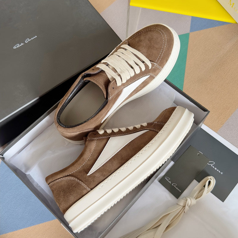 Rick Owens Suede Low-top Sneakers - Brown Unisex Streetwear Limited Edition - **Rick Owens Brown Suede Low-Top Sneakers: Timeless Elegance and Superior Craftsmanship** Introducing the Rick Owens