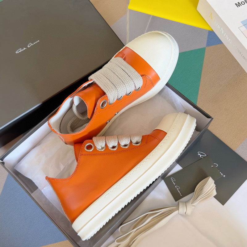 Rick Owens Low-top Sneakers - Orange Unisex Streetwear Limited Edition - **Rick Owens Orange Low-Top Sneakers: Bold Vibrancy and Superior Craftsmanship** Introducing the Rick Owens Orange