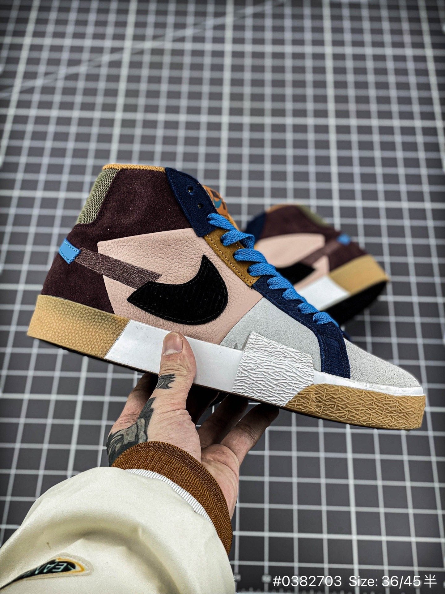 Nike Blazer High-top Sb Zoom Prm'cashmere Mosaic' - Red Unisex Streetwear Limited Edition - The Nike Blazer High-Top SB Zoom PRM 'Cashmere Mosaic' in Pink and Taupe reimagines the