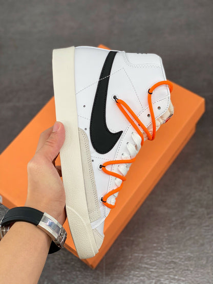 Nike Blazer Mid 1977 Vintage - Black Unisex Streetwear Limited Edition - The Nike Blazer Mid '1977 Vintage 'Smiley Lace-Up' in White and Black combines retro charm