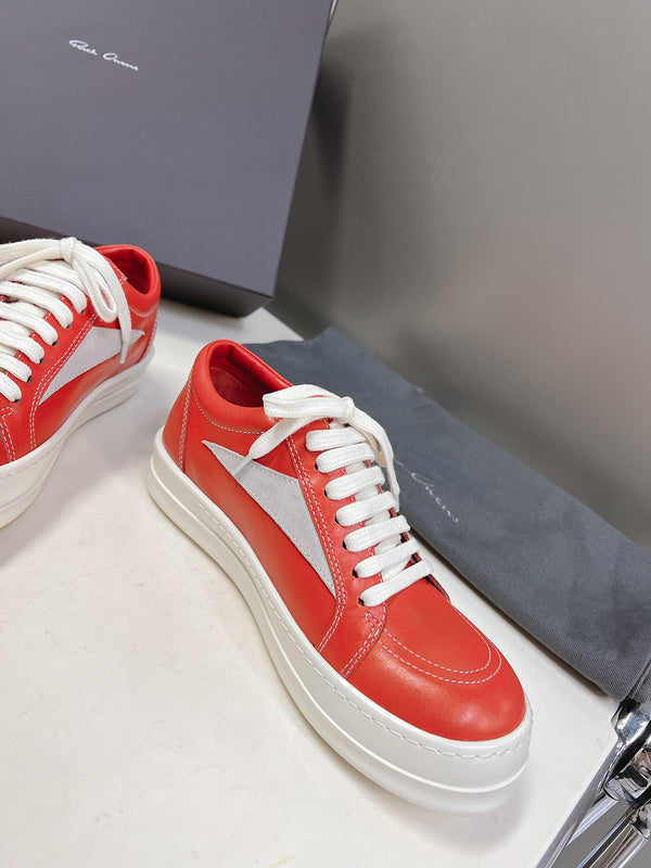 Rick Owens Low-top Sneakers - Leather - Red Unisex Streetwear Limited Edition - ### Rick Owens Low-Top Sneakers - Red Leather Introducing the Rick Owens Low-Top Sneakers in